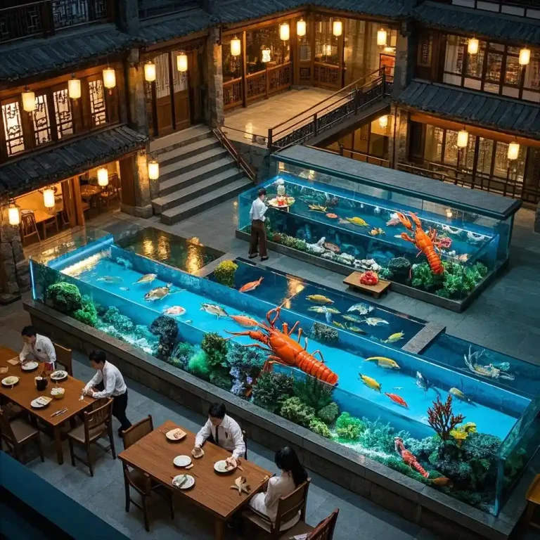 酒楼海鲜池摆放